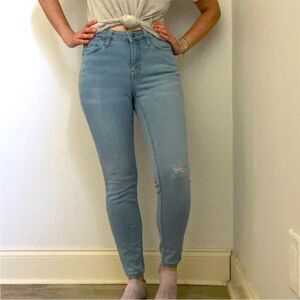 Skinny Ankle Blue Jeans 25 High Rise Classic Light Wash Jegging Pants 0 Normcore